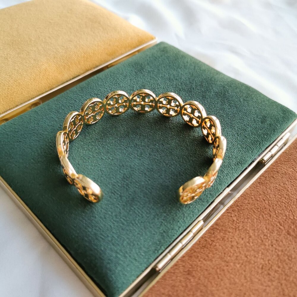 Tory Burch Gold Double T-logos Cuff Bracelet - Picture 3 of 3
